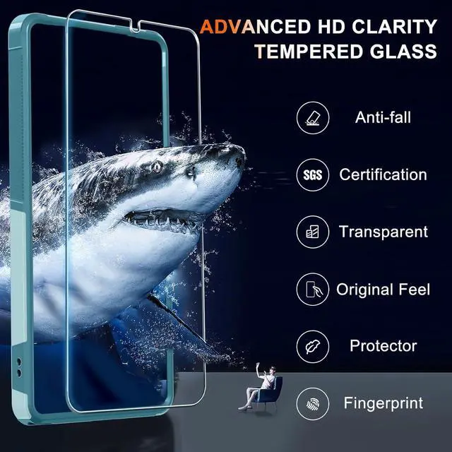 Alt view image 5 of 7 - Case for Galaxy A17 5G Phone with Screen Protector Mint Green | Military Grade Heavy Duty Shockproof Phone Case with Camera Lens Cover+Wrist Lanyard Strap for Sam A17
