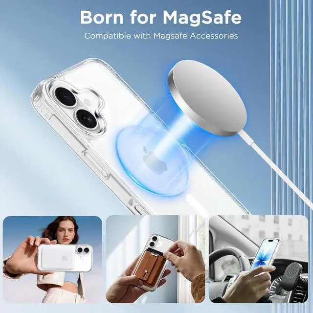 Alt view image 4 of 7 - Magnetic Case for iPhone 17 6.3 inch Clear | Compatible with MagSafe & Magnetic Car Phone Mount Not Yellowing Anti-Scratch