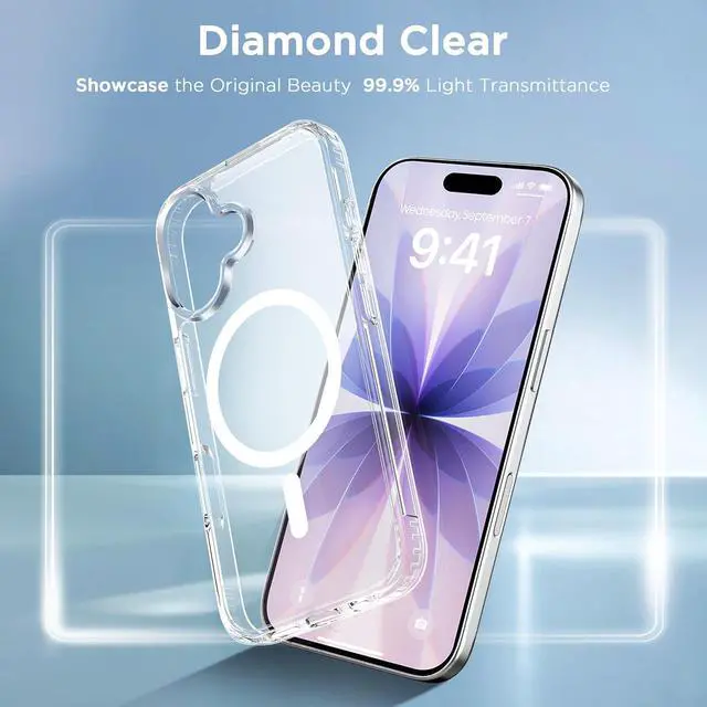 Alt view image 5 of 7 - Magnetic Case for iPhone 17 6.3 inch Clear | Compatible with MagSafe & Magnetic Car Phone Mount Not Yellowing Anti-Scratch