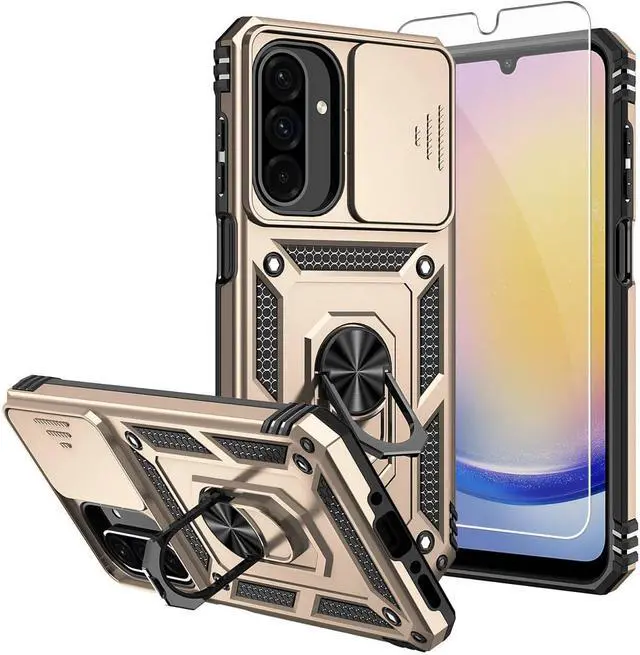 Main image of for Galaxy A17 5G Phone Case with HD Screen Protector & Camera Lens Cover 16 FT Military Grade Drop Protection Magnetic Kickstand Protective Phone Case for Galaxy A17 5G Gold