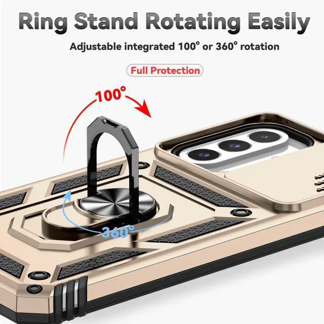 Alt view image 2 of 7 - for Galaxy A17 5G Phone Case with HD Screen Protector & Camera Lens Cover 16 FT Military Grade Drop Protection Magnetic Kickstand Protective Phone Case for Galaxy A17 5G Gold