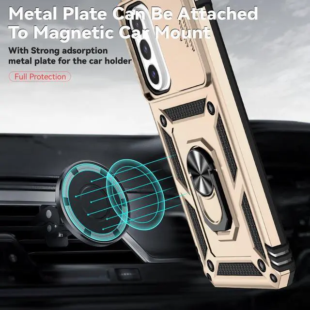 Alt view image 3 of 7 - for Galaxy A17 5G Phone Case with HD Screen Protector & Camera Lens Cover 16 FT Military Grade Drop Protection Magnetic Kickstand Protective Phone Case for Galaxy A17 5G Gold