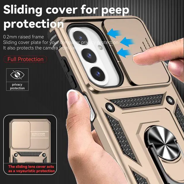Alt view image 4 of 7 - for Galaxy A17 5G Phone Case with HD Screen Protector & Camera Lens Cover 16 FT Military Grade Drop Protection Magnetic Kickstand Protective Phone Case for Galaxy A17 5G Gold