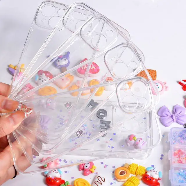 Alt view image 5 of 5 - 5 Pack Phone Junk Case for iPhone 13 14 15 16 17 Pro Max Plus DIY Decorative Clear Crystal Transparent Cases for Custom Design (for iPhone 13)