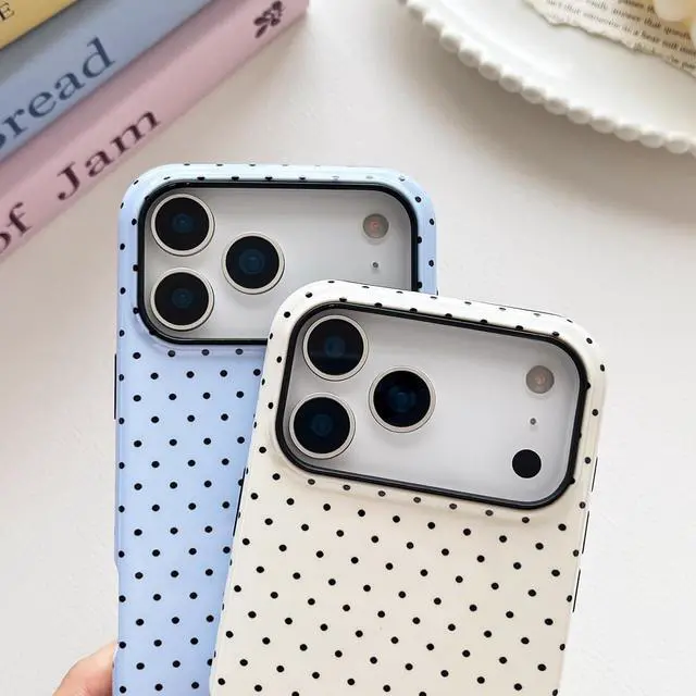 Alt view image 4 of 7 - Compatible with iPhone 17 Pro Case Fashion Cute Polka Dot Pattern Aesthetic Design for Women Soft TPU and Hard Back Shockproof Phone Case for iPhone 17 Pro 6.3 inch Blue