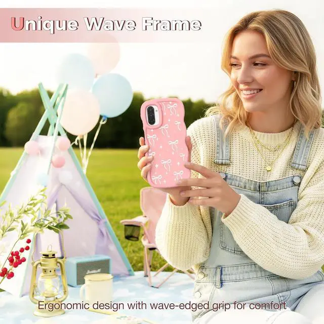 Alt view image 4 of 7 - Compatible with Galaxy A17 5G Case for Women Girls Curly Wavy Frame with Cute Pattern Aesthetic Slim Soft Silicone TPU Bumper Shockproof Phone Case for A17 - Bowknot Star
