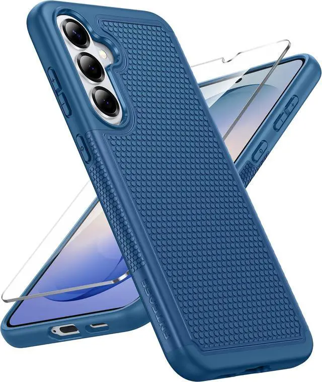 Main image of for Galaxy S26 Phone Case: Dual Layer Non Slip Protective | With Screen Protector Shockproof Drop Protection Matte Textured Protective Cell Phone Cover for Daily Use Blue