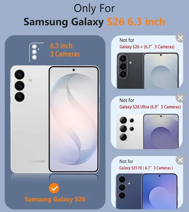 Alt view image 2 of 7 - for Galaxy S26 Phone Case: Dual Layer Non Slip Protective | With Screen Protector Shockproof Drop Protection Matte Textured Protective Cell Phone Cover for Daily Use Blue
