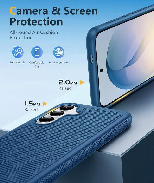 Alt view image 3 of 7 - for Galaxy S26 Phone Case: Dual Layer Non Slip Protective | With Screen Protector Shockproof Drop Protection Matte Textured Protective Cell Phone Cover for Daily Use Blue