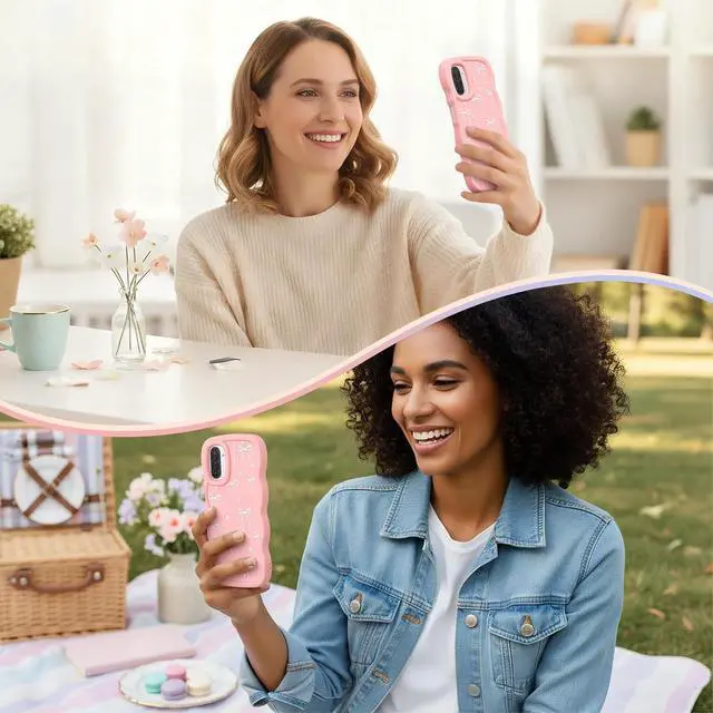 Alt view image 7 of 7 - Compatible with Galaxy A17 5G Case for Women Girls Curly Wavy Frame with Cute Pattern Aesthetic Slim Soft Silicone TPU Bumper Shockproof Phone Case for A17 - Bowknot Star