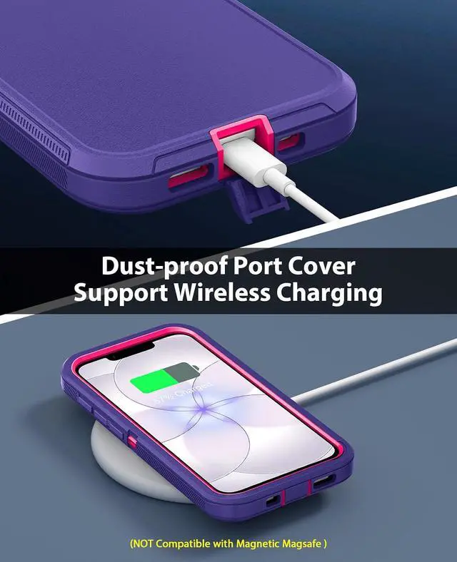 Alt view image 5 of 7 - for iPhone 17e 5G Case Heavy Duty & Rugged Shockproof Purple/Rose | Dual-Layer Armor Back Cover Dustproof Scratch Resistant Anti-Slip Grip Case for iPhone 17e for Outdoor Work Travel Daily Use
