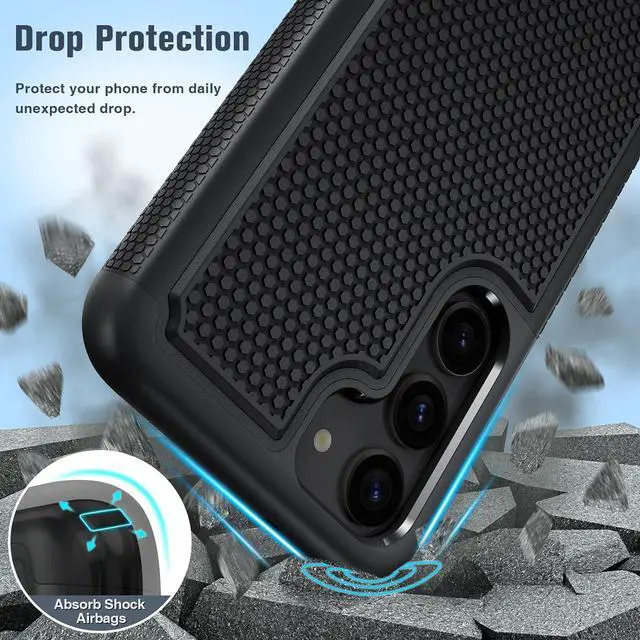 Alt view image 3 of 7 - for Galaxy S23 Case: Dual Layer Non Slip Cover Black | 14FT Military Grade Shockproof Protective Drop Protection Matte Textured Cell Phone Cases for Daily Use Black