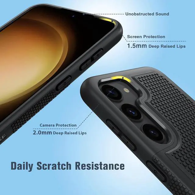 Alt view image 5 of 7 - for Galaxy S23 Case: Dual Layer Non Slip Cover Black | 14FT Military Grade Shockproof Protective Drop Protection Matte Textured Cell Phone Cases for Daily Use Black