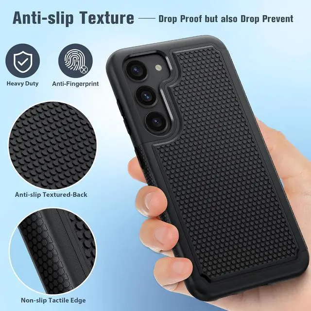 Alt view image 4 of 7 - for Galaxy S23 Case: Dual Layer Non Slip Cover Black | 14FT Military Grade Shockproof Protective Drop Protection Matte Textured Cell Phone Cases for Daily Use Black