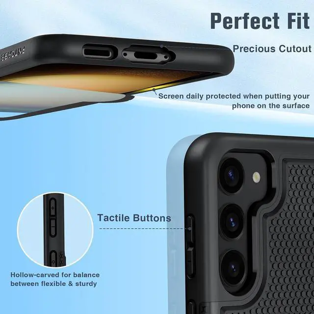 Alt view image 6 of 7 - for Galaxy S23 Case: Dual Layer Non Slip Cover Black | 14FT Military Grade Shockproof Protective Drop Protection Matte Textured Cell Phone Cases for Daily Use Black