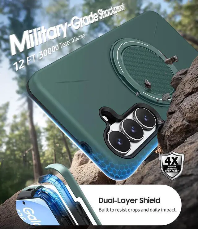 Alt view image 4 of 7 - for Galaxy S26 Case with Ring Stand Shockproof Phone Case | Kickstand Holder Dual Layer Protective Cover Screen Protector Magnetic Accessory Friendly S26 Phone Case Green