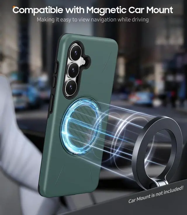 Alt view image 6 of 7 - for Galaxy S26 Case with Ring Stand Shockproof Phone Case | Kickstand Holder Dual Layer Protective Cover Screen Protector Magnetic Accessory Friendly S26 Phone Case Green
