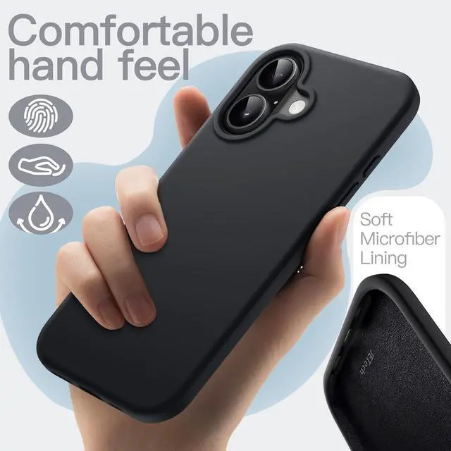 Alt view image 3 of 7 - Silicone Case for iPhone 17 Black | Silky Soft Touch Shockproof Protection Scratch Resistant Microfiber Lining