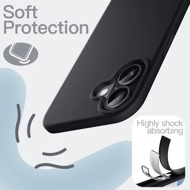 Alt view image 4 of 7 - Silicone Case for iPhone 17 Black | Silky Soft Touch Shockproof Protection Scratch Resistant Microfiber Lining