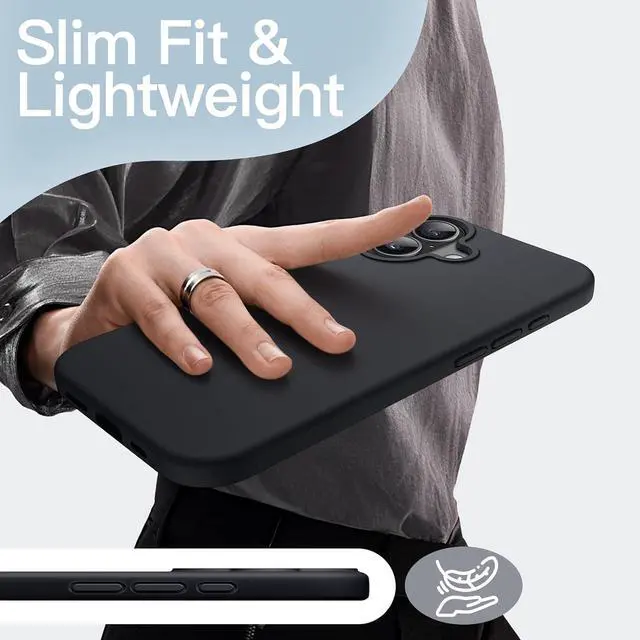 Alt view image 7 of 7 - Silicone Case for iPhone 17 Black | Silky Soft Touch Shockproof Protection Scratch Resistant Microfiber Lining