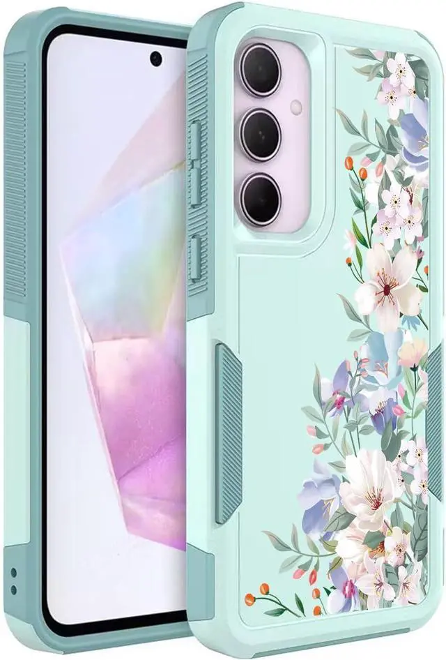 Main image of for Galaxy A35/A55 5G Case: Cute Flowers Floral Design for Girls Women Slim Soft TPU Bumper Shockproof Silicone Cell Phone Cover A35 A55 (Mint Green/Magnolia)