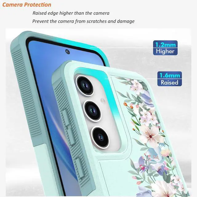 Alt view image 3 of 7 - for Galaxy A35/A55 5G Case: Cute Flowers Floral Design for Girls Women Slim Soft TPU Bumper Shockproof Silicone Cell Phone Cover A35 A55 (Mint Green/Magnolia)