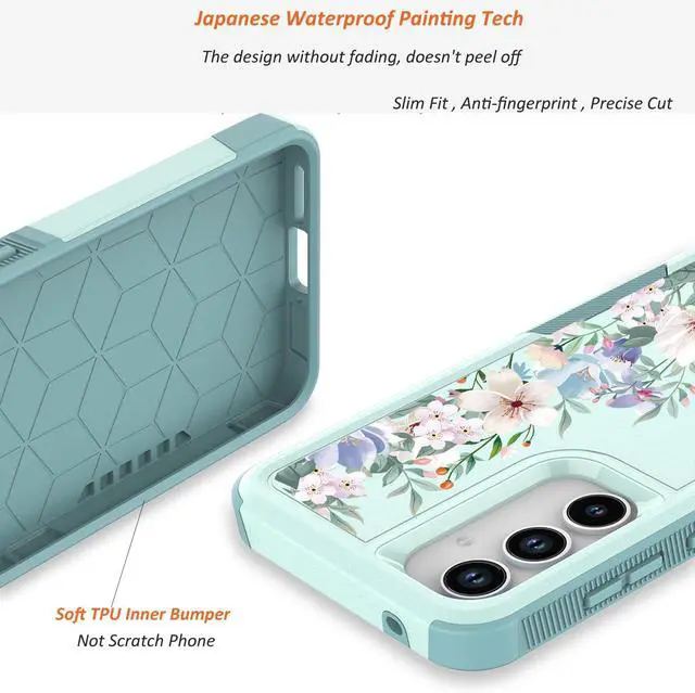 Alt view image 5 of 7 - for Galaxy A35/A55 5G Case: Cute Flowers Floral Design for Girls Women Slim Soft TPU Bumper Shockproof Silicone Cell Phone Cover A35 A55 (Mint Green/Magnolia)