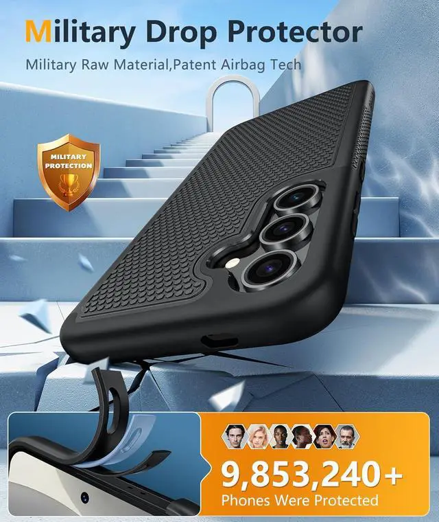 Alt view image 4 of 7 - for Galaxy S25 Phone Case: Dual Layer Non Slip Protective | With Screen Protector Shockproof Drop Protection Matte Textured Protective Cell Phone Cover for Daily Use Black