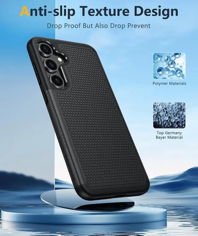 Alt view image 5 of 7 - for Galaxy S25 Phone Case: Dual Layer Non Slip Protective | With Screen Protector Shockproof Drop Protection Matte Textured Protective Cell Phone Cover for Daily Use Black
