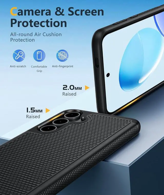 Alt view image 6 of 7 - for Galaxy S25 Phone Case: Dual Layer Non Slip Protective | With Screen Protector Shockproof Drop Protection Matte Textured Protective Cell Phone Cover for Daily Use Black