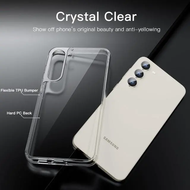 Alt view image 3 of 7 - Case for Galaxy S23 Anti-Yellowing Clear | Shockproof Protection Scratch Resistant Hard PC Back Durable Transparent TPU Bumper