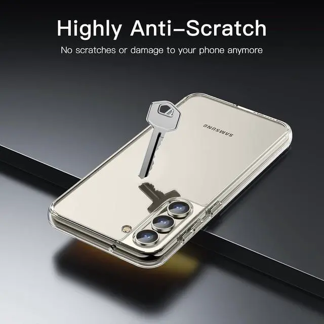 Alt view image 4 of 7 - Case for Galaxy S23 Anti-Yellowing Clear | Shockproof Protection Scratch Resistant Hard PC Back Durable Transparent TPU Bumper