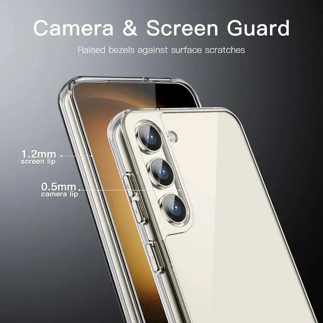 Alt view image 5 of 7 - Case for Galaxy S23 Anti-Yellowing Clear | Shockproof Protection Scratch Resistant Hard PC Back Durable Transparent TPU Bumper