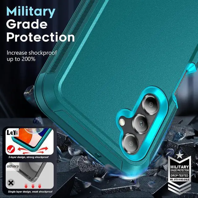 Alt view image 4 of 7 - for Galaxy-A14-5G-Phone Case: Heavy Duty Rugged 3 Layer Teal | A14 Phone Case with Screen Protector Military Grade Shockproof Cell Android with Charging Port para A 14