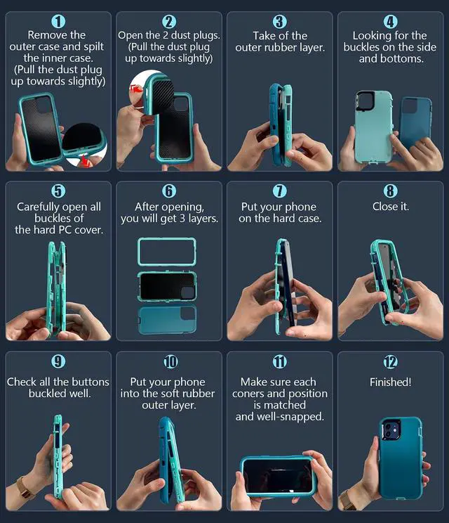 Alt view image 7 of 7 - for Galaxy-A14-5G-Phone Case: Heavy Duty Rugged 3 Layer Teal | A14 Phone Case with Screen Protector Military Grade Shockproof Cell Android with Charging Port para A 14