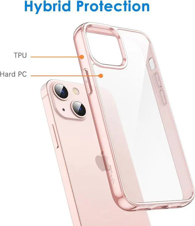 Alt view image 3 of 6 - Case for iPhone 13 Anti-Yellowing Pink | Shockproof Protection Scratch Resistant Hard PC Back Durable Transparent TPU Bumper