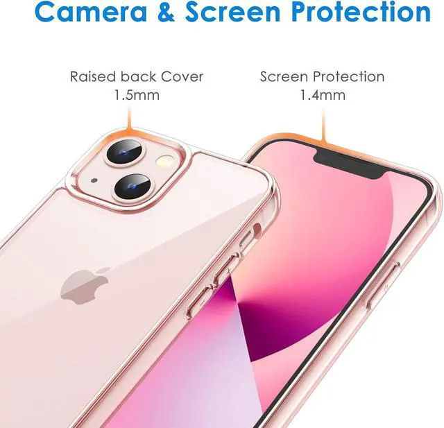 Alt view image 5 of 6 - Case for iPhone 13 Anti-Yellowing Pink | Shockproof Protection Scratch Resistant Hard PC Back Durable Transparent TPU Bumper