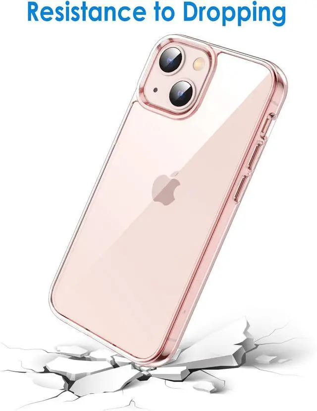 Alt view image 6 of 6 - Case for iPhone 13 Anti-Yellowing Pink | Shockproof Protection Scratch Resistant Hard PC Back Durable Transparent TPU Bumper