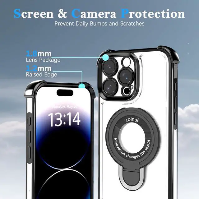 Alt view image 3 of 7 - for iPhone 11 Pro Case with Strong Magnetic Ring Stand Military-Grade Shockproof 4 Airbag Corners Protective Fit for MagSafe Kickstand Phone Case for iPhone 11 Pro - Black