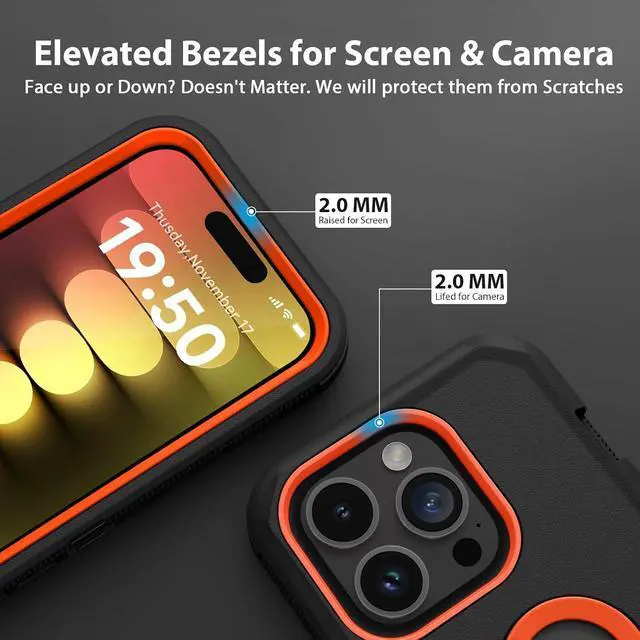 Alt view image 4 of 7 - for iPhone 15 Pro Max Case Heavy Duty Drop Protection Black Orange | Drop Protection Screenless Dual Layer Shockproof Sports Rugged Bumper Dust Proof Cell Phone Case for iPhone 15 Pro Max 6.7