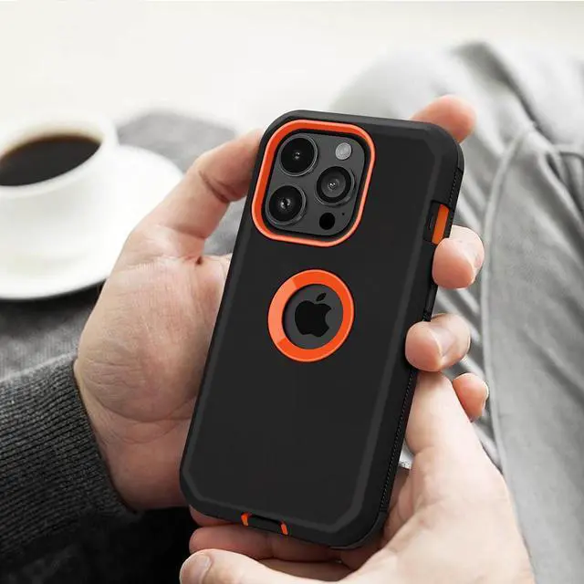 Alt view image 6 of 7 - for iPhone 15 Pro Max Case Heavy Duty Drop Protection Black Orange | Drop Protection Screenless Dual Layer Shockproof Sports Rugged Bumper Dust Proof Cell Phone Case for iPhone 15 Pro Max 6.7