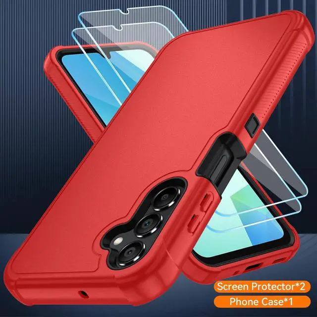 Alt view image 4 of 7 - for Galaxy A16 5G Case : 3-Layer Shockproof Phone Cover with HD Screen Protector Hybrid Protective Military-Grade Drop Protection for Galaxy A16 5G Phone Case (Bright Red/Black)