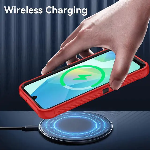 Alt view image 5 of 7 - for Galaxy A16 5G Case : 3-Layer Shockproof Phone Cover with HD Screen Protector Hybrid Protective Military-Grade Drop Protection for Galaxy A16 5G Phone Case (Bright Red/Black)