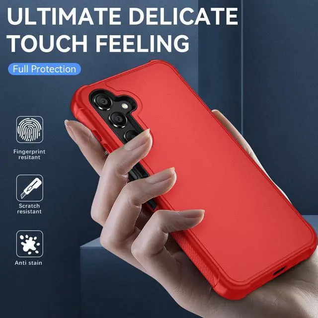 Alt view image 2 of 7 - for Galaxy A16 5G Case : 3-Layer Shockproof Phone Cover with HD Screen Protector Hybrid Protective Military-Grade Drop Protection for Galaxy A16 5G Phone Case (Bright Red/Black)