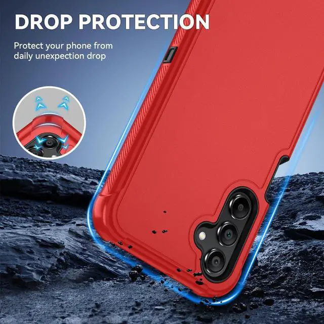 Alt view image 3 of 7 - for Galaxy A16 5G Case : 3-Layer Shockproof Phone Cover with HD Screen Protector Hybrid Protective Military-Grade Drop Protection for Galaxy A16 5G Phone Case (Bright Red/Black)