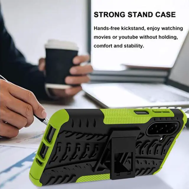 Alt view image 4 of 7 - for Galaxy A17 5G/ A26 5G Phone Case with 2*Screen Protector | Military Grade Shockproof Heavy Duty Robust Bumper Cover with Kickstand Green