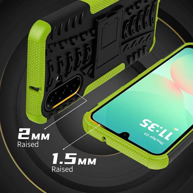 Alt view image 5 of 7 - for Galaxy A17 5G/ A26 5G Phone Case with 2*Screen Protector | Military Grade Shockproof Heavy Duty Robust Bumper Cover with Kickstand Green