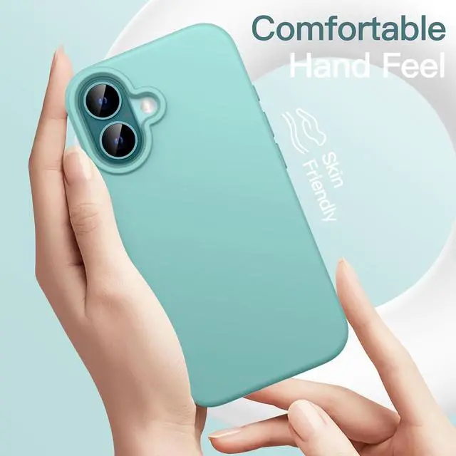 Alt view image 3 of 6 - Silicone Case for iPhone 16 Teal | Silky Soft Touch Shockproof Protection Scratch Resistant Microfiber Lining