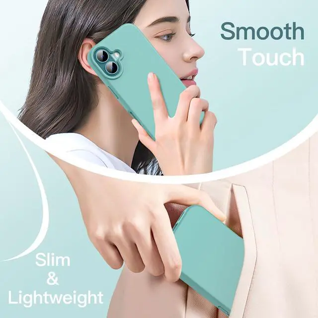 Alt view image 6 of 6 - Silicone Case for iPhone 16 Teal | Silky Soft Touch Shockproof Protection Scratch Resistant Microfiber Lining