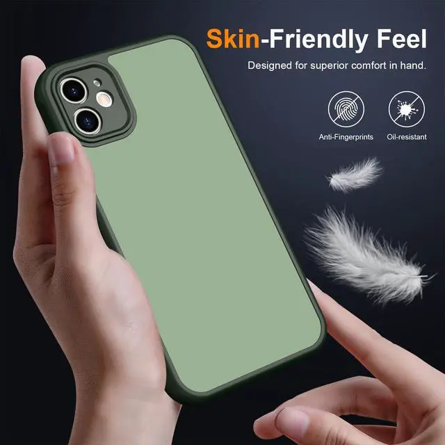 Alt view image 2 of 7 - for iPhone 11 Case Matte Dual-Tone Non-Slip Anti-Fingerprint Slim Design with Screen Protector Hybrid Soft TPU Bumper Hard PC Back Protective Phone case for iPhone 11 Green